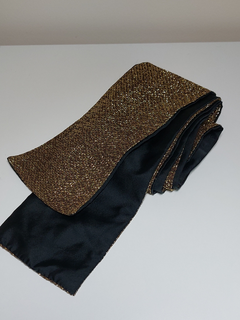 Metallic 2 Sided Gold & Black Dress Scarf/Belt. 106 X4